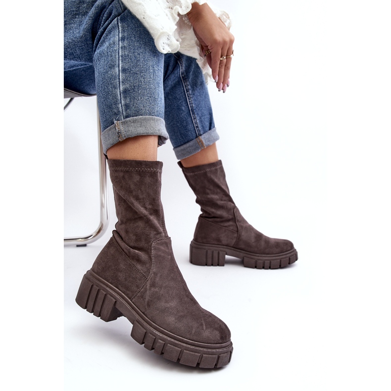 Arbeiter-Slip-On-Stiefel mit flachem Absatz, Grau Divella 4