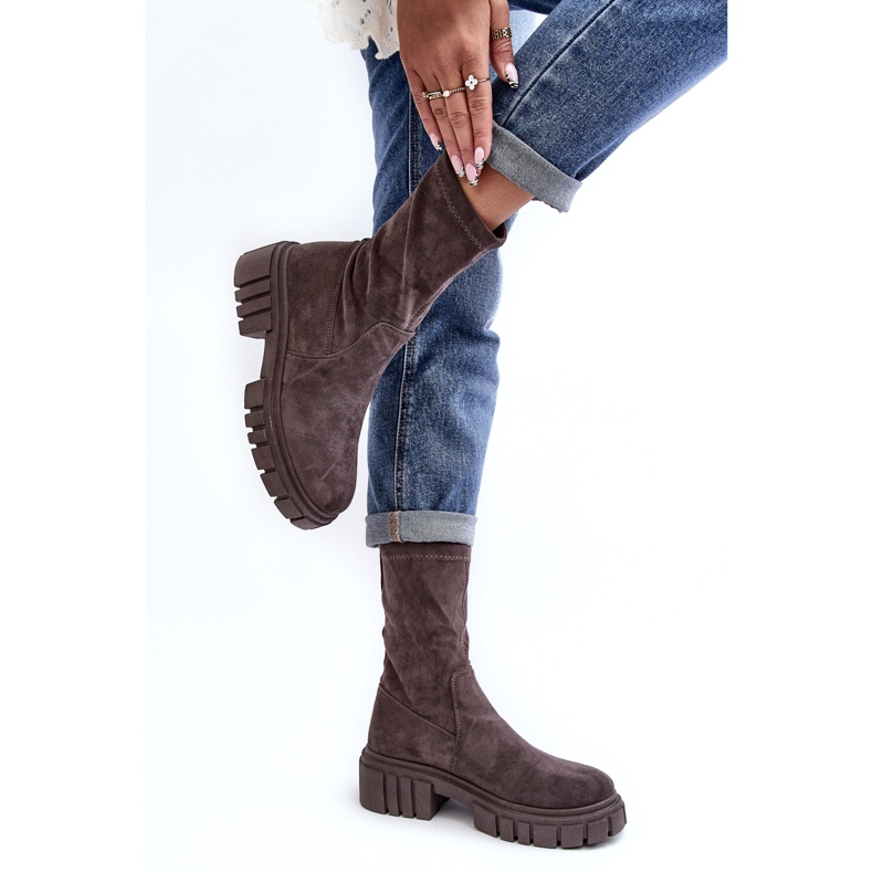 Arbeiter-Slip-On-Stiefel mit flachem Absatz, Grau Divella 2