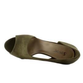 C70P Olive asymmetrische offene Zehenabsätze grün 2