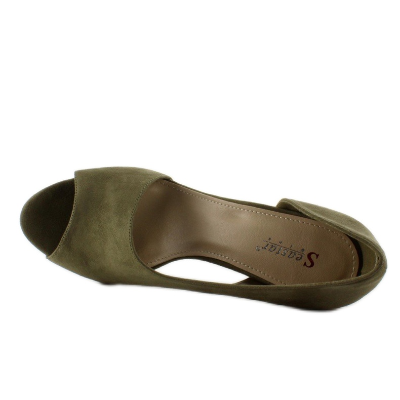 C70P Olive asymmetrische offene Zehenabsätze grün 2