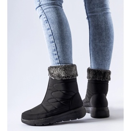 Schwarze Brownton-Schneestiefel mit niedrigem Keilabsatz 1