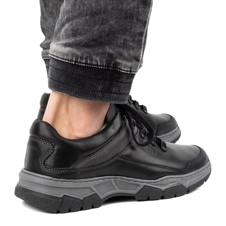 Olivier Herren Freizeitschuhe aus Leder 842MA schwarz 2