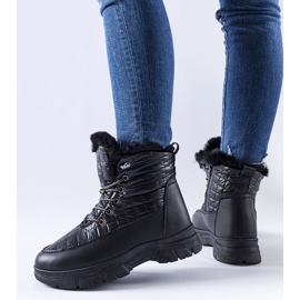 Schwarze isolierte Schneestiefel mit Dwayn-Plateau 1