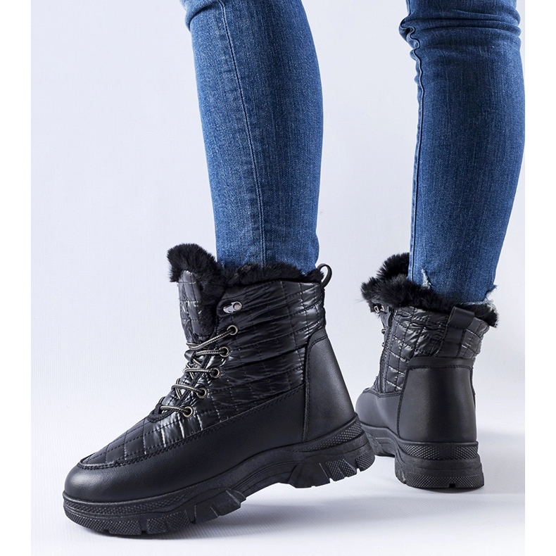 Schwarze isolierte Schneestiefel mit Dwayn-Plateau 1