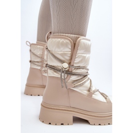 Beige Damen-Schneestiefel mit dekorativer Schnürung Rilana 1