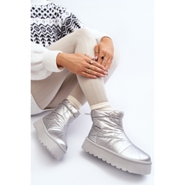 Silberne Fionia Damen-Schneestiefel auf einer riesigen Plattform silber- 2