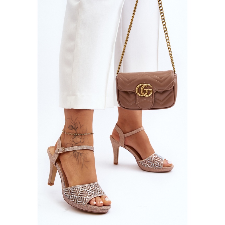 Verzierte High Heel Sandalen D&amp;A MR1038-44 Roségold rosa 2