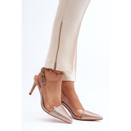 D&amp;A MR1966-11 Champagner verzierte High Heels golden 1