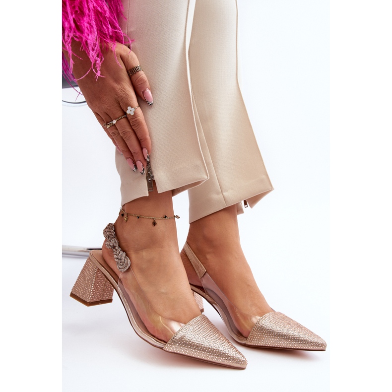 Elegante Pumps mit spitzer Zehenpartie D&amp;A MR91292-1 Champagner golden 2