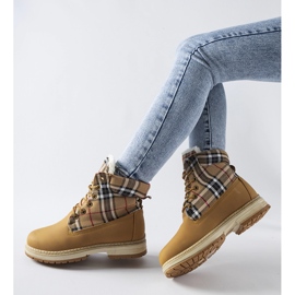 Braune Stiefel, verziert mit einem Dino-Gitter 1