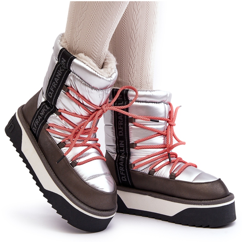 D.Franklin Damenschneeschuhe auf einer dicken veganen Sohle DFSH371006 Silber 5