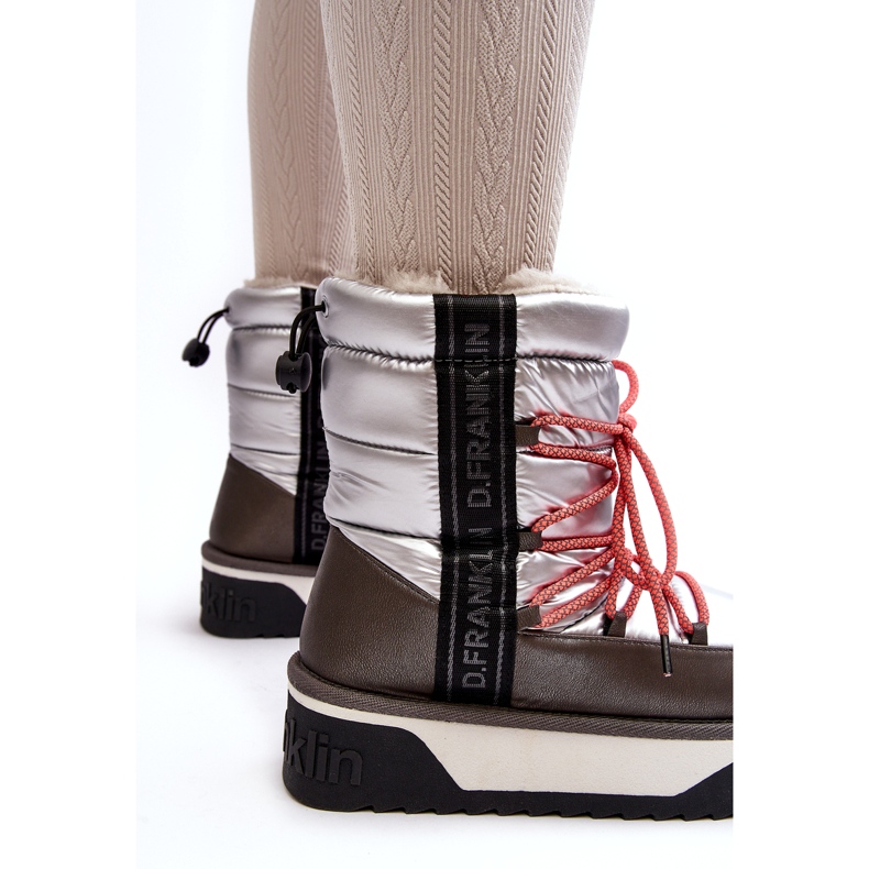 D.Franklin Damenschneeschuhe auf einer dicken veganen Sohle DFSH371006 Silber 3