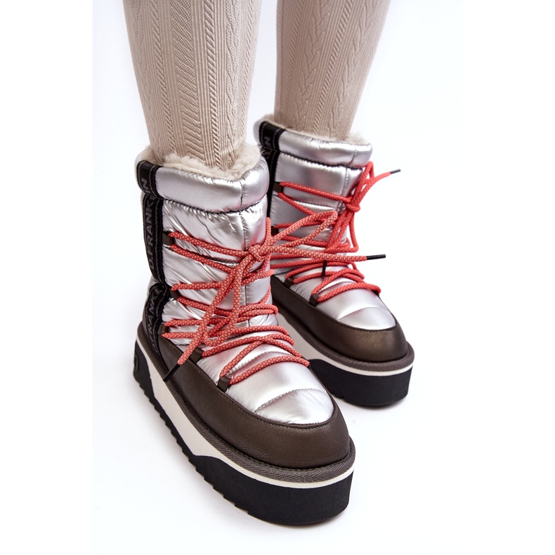 D.Franklin Damenschneeschuhe auf einer dicken veganen Sohle DFSH371006 Silber 4