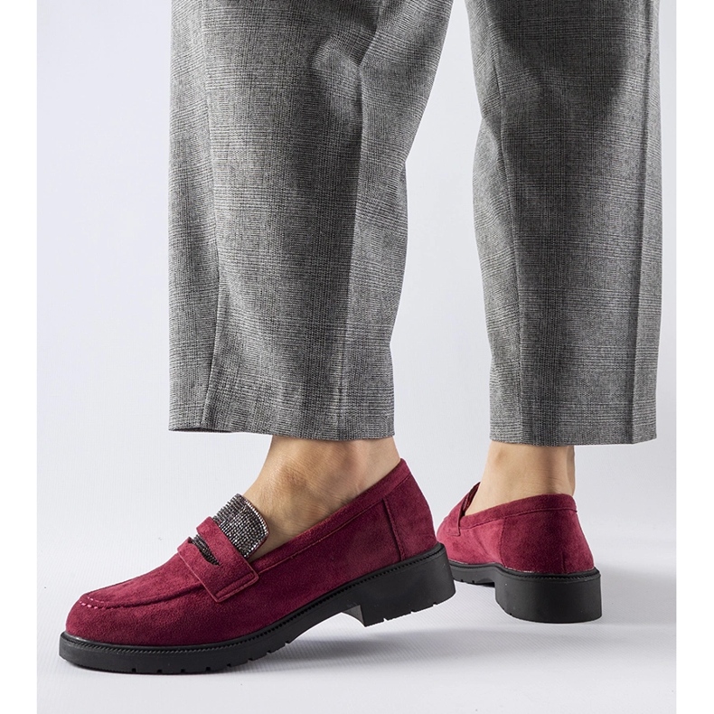 Burgunder-Loafer mit Strasssteinen von Ippolito rot 1