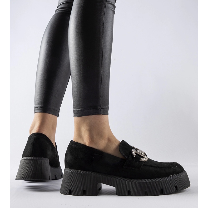 Schwarze Giacomo-Loafer mit Strasssteinen 1