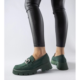 Grüne Mokassins mit Giacomo-Strasssteinen 1