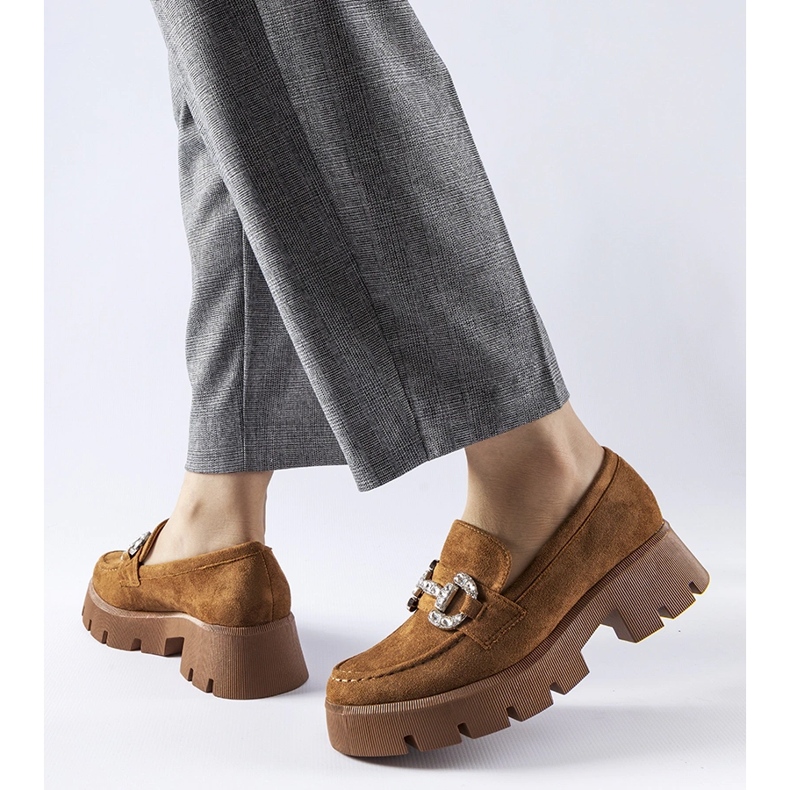 Giacomo braune Mokassins mit Strasssteinen 1