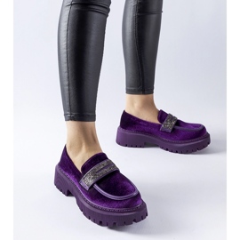 Lila Slipper mit Strasssteinen von Longuelo 1