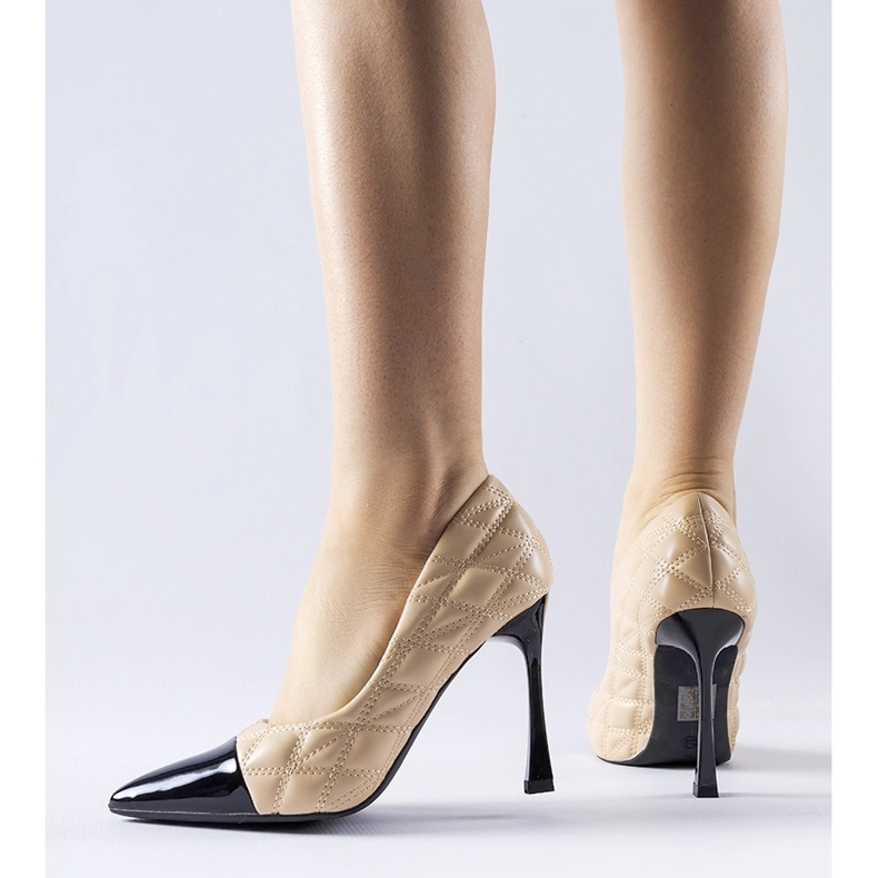 Beige gesteppte Benito High Heels 1