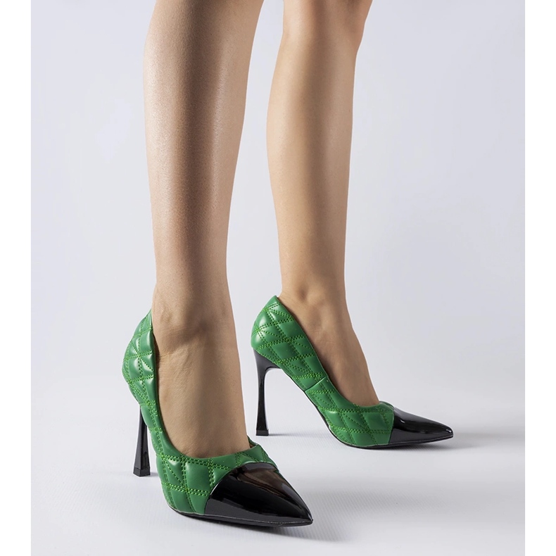 Grüne gesteppte Benito High Heels 1
