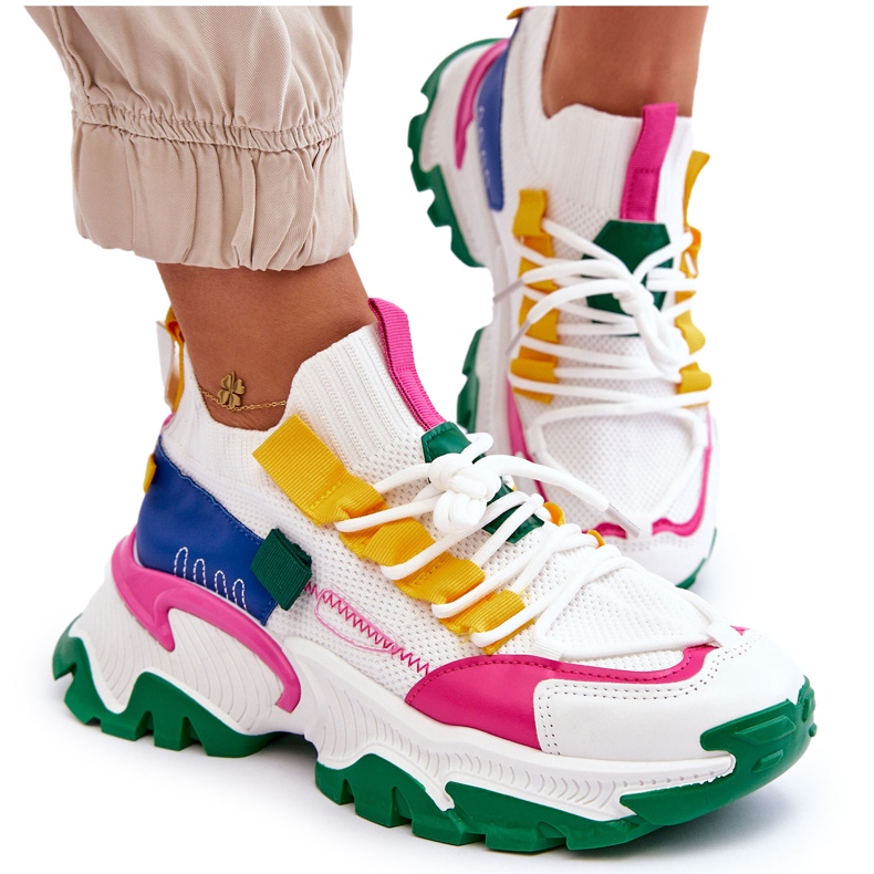 Seastar Slip-On-Sock-Sneaker für Damen, Weiß und Grün 4