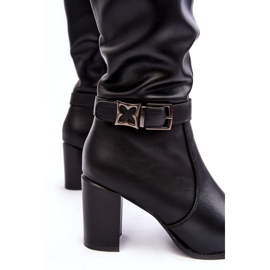 Sergio Leone Damenstiefel mit hohem Absatz und Schnalle, Warm Black Sendilia schwarz 3