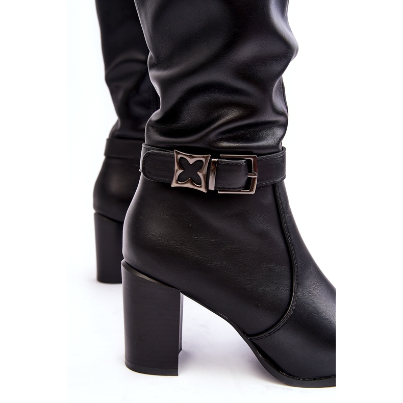Sergio Leone Damenstiefel mit hohem Absatz und Schnalle, Warm Black Sendilia schwarz 3