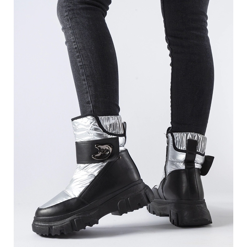 Graue, isolierte Mejia-Schneestiefel silber- 1