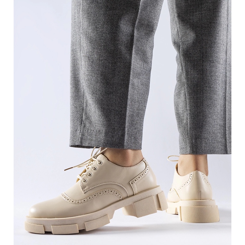 Beigefarbene Piazzetta-Schnürschuhe 1