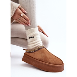 Hausschuhe mit dicker Sohle aus Öko-Wildleder Camel Sylva braun 2