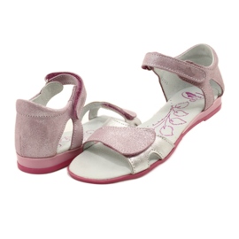 Mädchen-Ledersandalen mit Klettverschluss RenBut 4333 rosa/silber 4