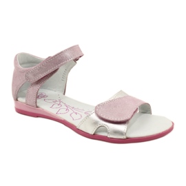 Mädchen-Ledersandalen mit Klettverschluss RenBut 4333 rosa/silber 1