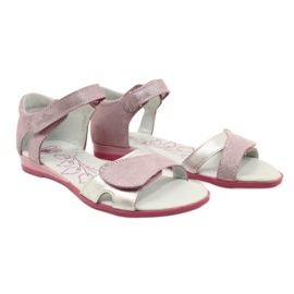 Mädchen-Ledersandalen mit Klettverschluss RenBut 4333 rosa/silber 5