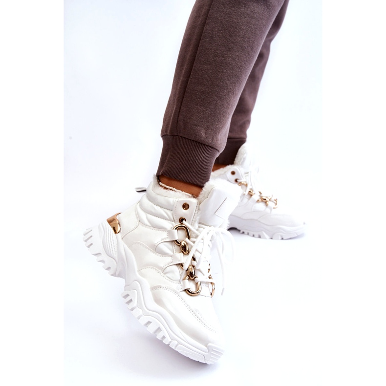 Isolierte Sportstiefel für Damen mit Schnürung Trappers White Bastini weiß 2
