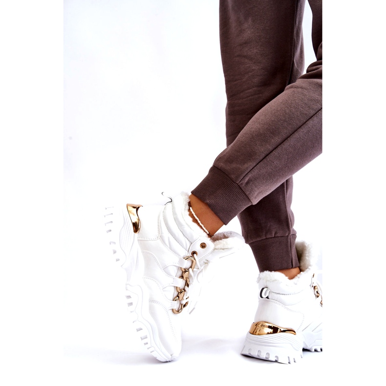 Isolierte Sportstiefel für Damen mit Schnürung Trappers White Bastini weiß 4