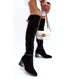 S.Barski Overknee-Stiefel für Damen mit hohem Absatz D&amp;A MR870-65 Schwarz 3