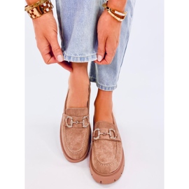 Karins Mokassins aus khakifarbenem Wildleder mit Schnalle beige 1