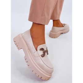 Buess Beige Plateau-Vollnarbenmokassins 1