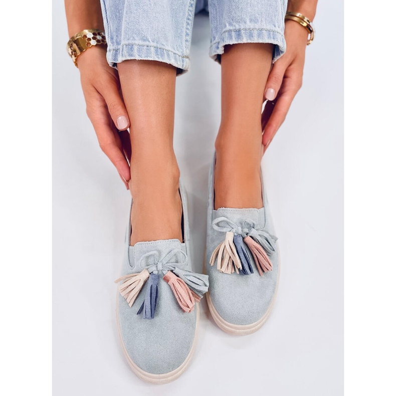 Graue Krauss-Loafer mit Quasten blau 1