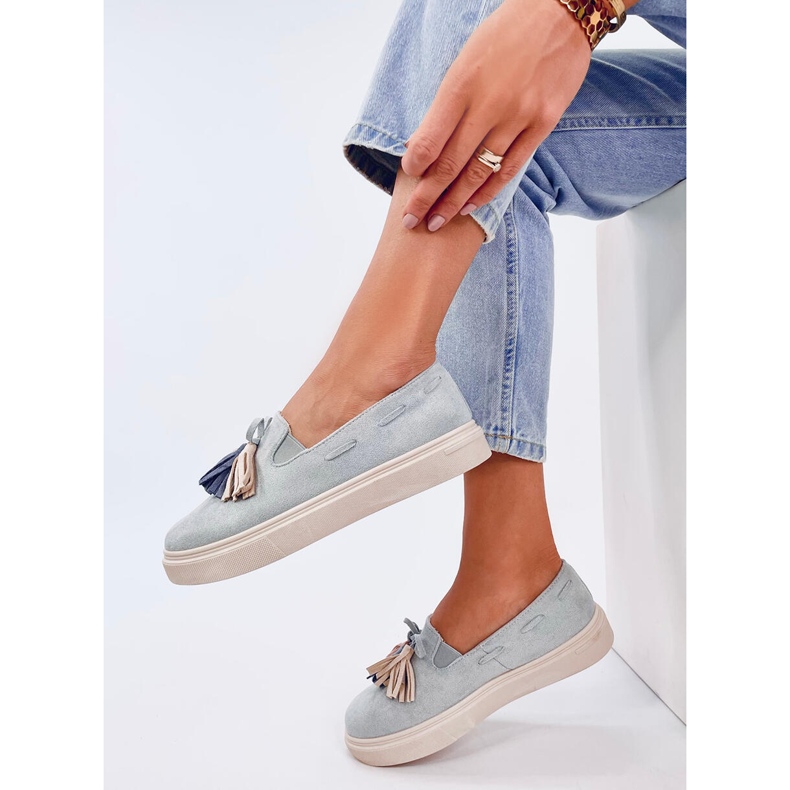 Graue Krauss-Loafer mit Quasten blau 2