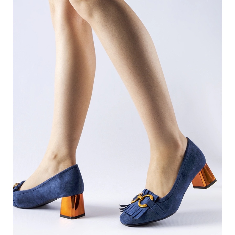 Marineblaue Basso-Pumps mit hohem Absatz 1