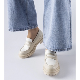 Massive weiße Miniato-Mokassins beige 1