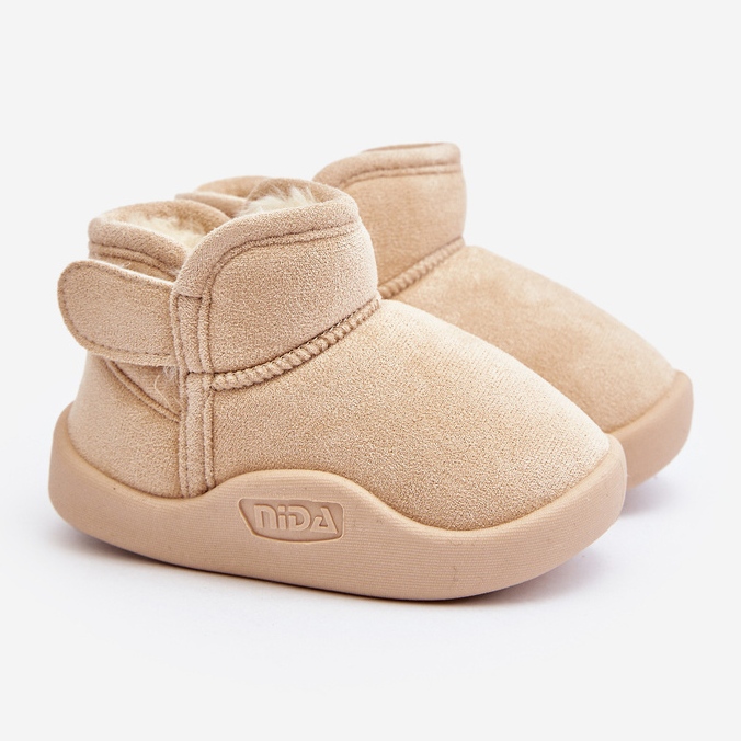 Beigefarbene Benigna-Schneestiefel für Kinder mit Fellfutter 1