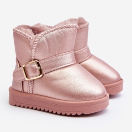 Kinder-Schneestiefel aus Öko-Leder mit Riemen, Pink Orinor rosa 2