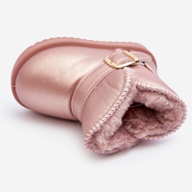 Kinder-Schneestiefel aus Öko-Leder mit Riemen, Pink Orinor rosa 1