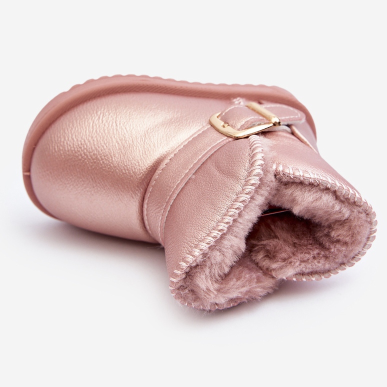 Kinder-Schneestiefel aus Öko-Leder mit Riemen, Pink Orinor rosa 1