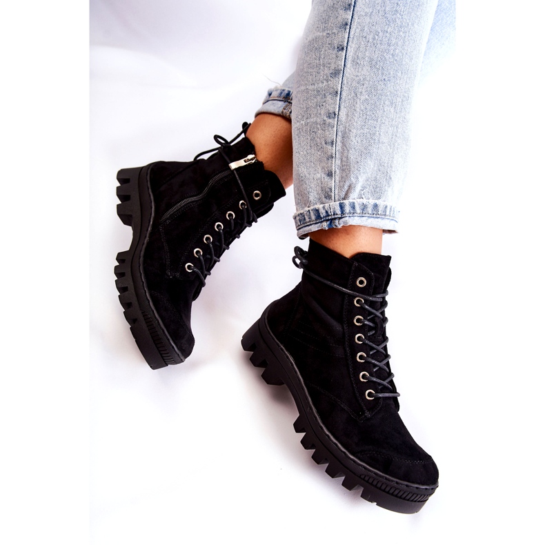 S.Barski Trapper-Stiefeletten aus Wildleder mit schwarzen Nähten 4