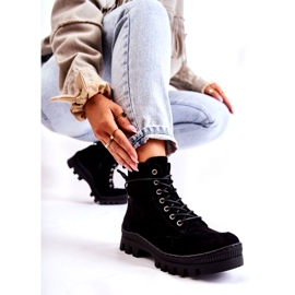 S.Barski Trapper-Stiefeletten aus Wildleder mit schwarzen Nähten 2