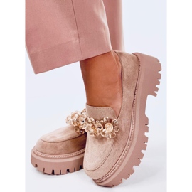 Heidi Khaki-Slipper mit Kristallen beige 2