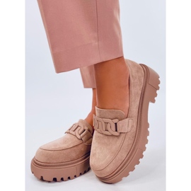 Leena Khaki-Plateau-Loafer mit Schnalle beige 2